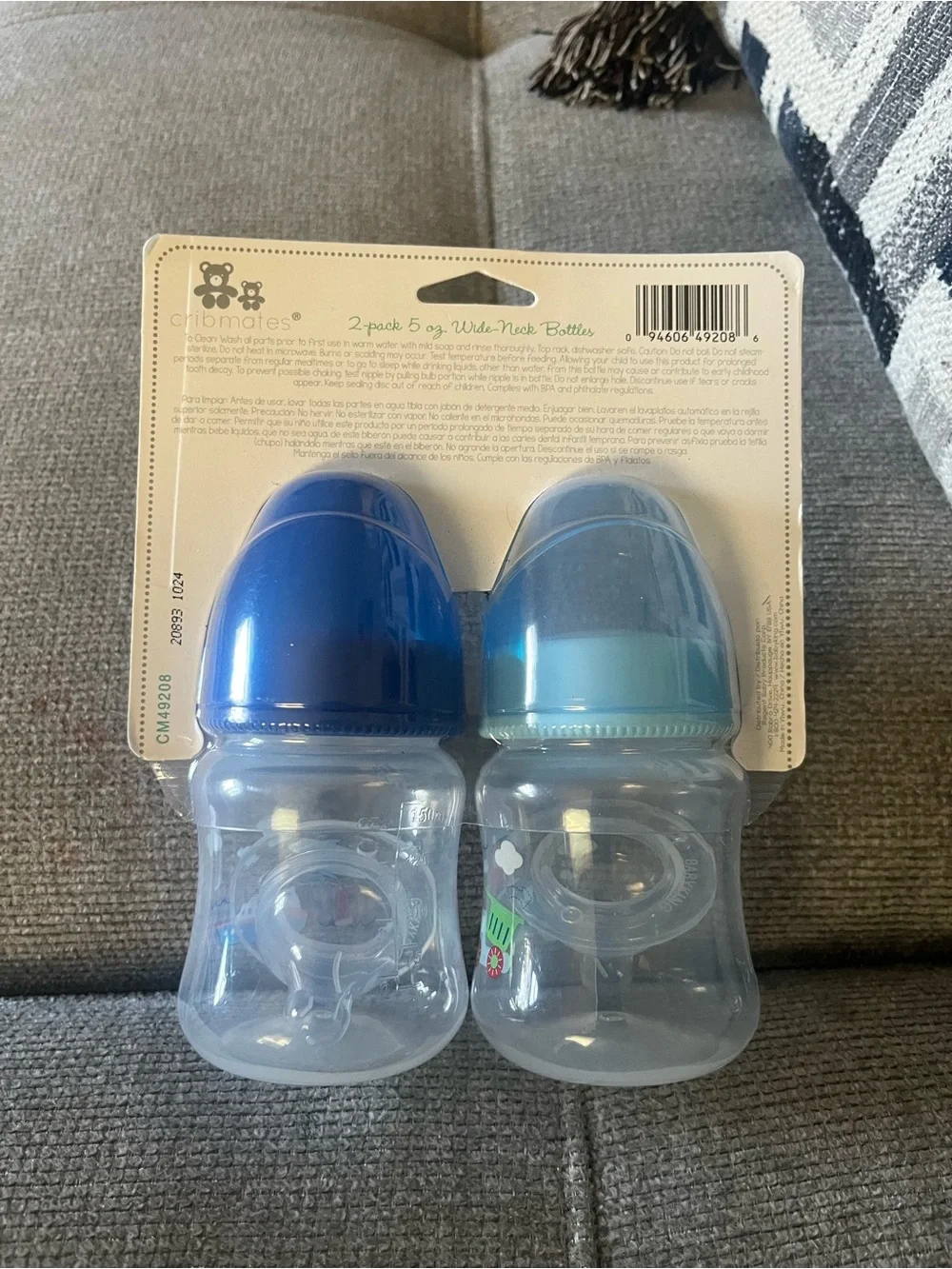 2-Pack Wide-Neck Baby Bottles with Blue Caps
